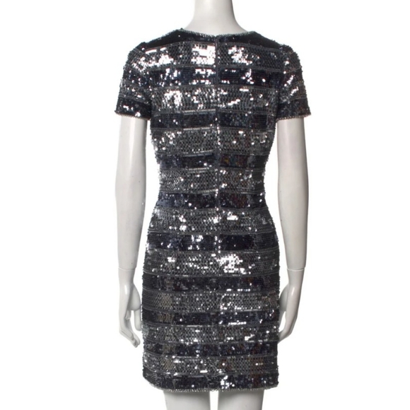 AIDAN MATTOX New Elegant Black and Silver Sequin Dress. - Picture 4 of 17
